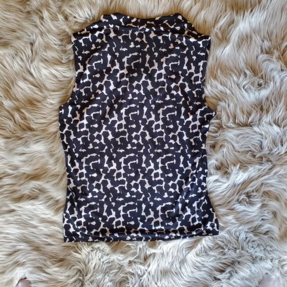 Calvin Klein Black and White Animal Print Blouse - Picture 2 of 4